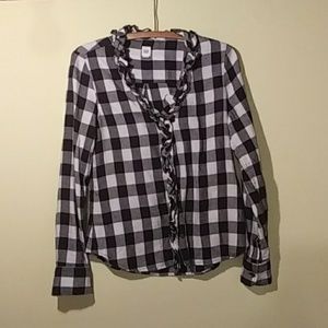 Women's GAP Black And White Checkered Blouse.